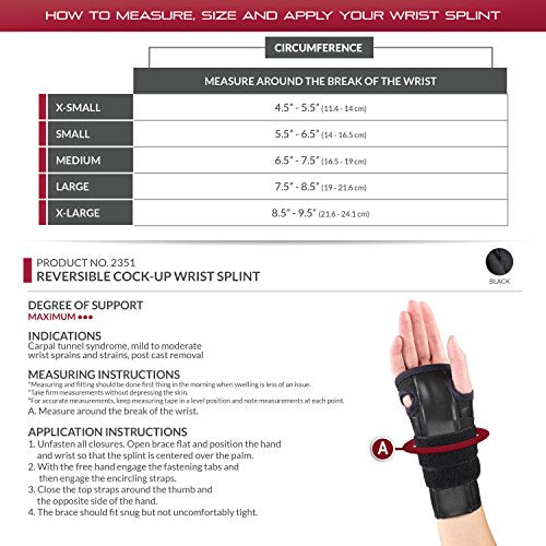 OTC Reversible Wrist Splint, Cock-up Lacing, Knit Elastic Black Medium