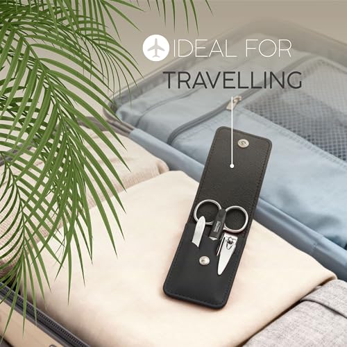 marQus manicure set 4-piece travel set with file from Solingen nail care set nail scissors set and nail set Black