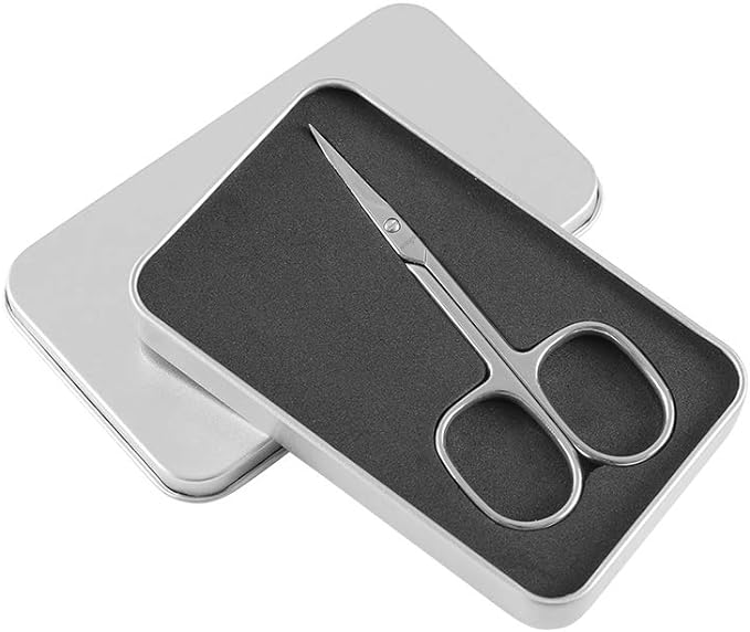 LIVINGO Eyebrow Scissors Premium Stainless Steel Cuticle Eyebrow Cutting Scissors Curved Blade Cosmetic Scissors Nail Clippers with Storage Box -  Australia