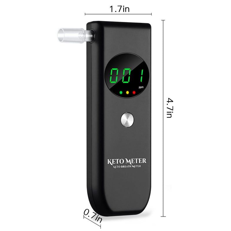 Home Ketosis Breath Analyzer Portable Ketone Breath Testing & Monitoring Professional Breath Ketosis Meter for Ketosis Testing ‚Äì Advanced Breath Ketone Tester with 10 Replaceable Mouthpieces Black