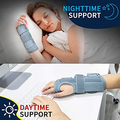 FEATOL Bundle of Carpal Tunnel Wrist Brace for Relieve and Treat Wrist Pain with Back Brace for Back Pain Relief, Herniated Disc, Sciatica