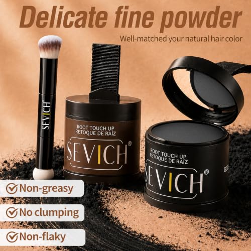 Sevich Hairline Powder 10g 2-Pack with Brush, Instantly Conceals Hair Loss & Thinning, 48H Waterproof Root Touch Up Powder, Natural Hair Shadow Toppers for Women & Men, 2 Box = 5 Boxes,Brown Brown 0.71 Ounce (Pack of 1)