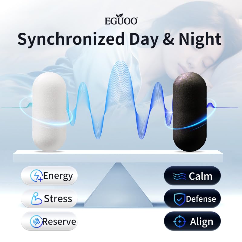 Day & Night Sleep Nutrition Pack – Daytime Energy Support with B-Vitamins, Taurine, PQQ, Ashwagandha – Nighttime Relaxation with GABA, L-Theanine, Magnesium – 60 Tablets