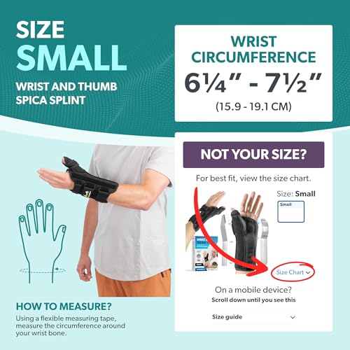 BraceAbility Wrist and Thumb Spica Splint - De Quervain's Tenosynovitis Long Forearm Cast Stabilizer for Tendonitis, Sprains, Thumb Brace for Arthritis Pain and Support - (S Right Hand) Small