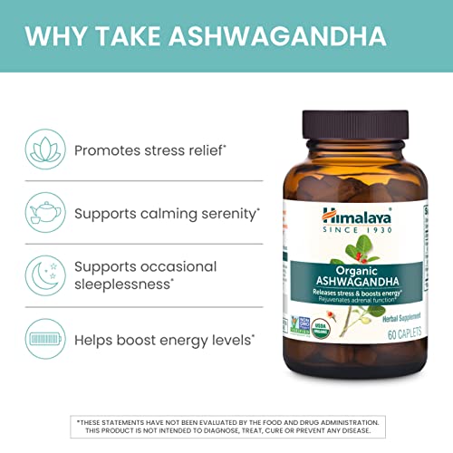 Himalaya Organic Ashwagandha, 60ct for Energy Support & Occasional Sleeplessness Plus Whitening Complete Care Toothpaste, Fluoride Free, Mint Flavor – 2-Product Bundle