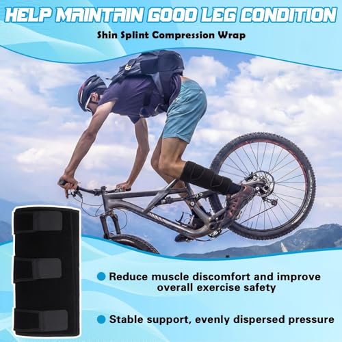 2 Pack Calf Protection Combination, Calf Compression Sleeve, Shin Splint Compression Sleeve, Adjustable Calves Support Brace Black Men Women for Fitness Running Swelling Hiking Training