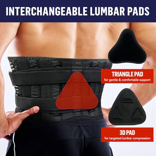 Dr. Arthritis Back Brace for Lower Back Pain Relief with 3D Lumbar Pad, Soft Breathable Mesh Fabric, and 6X Back Support Belt with Alternative Strips for Herniated Disc, Sciatica – X-Large Black