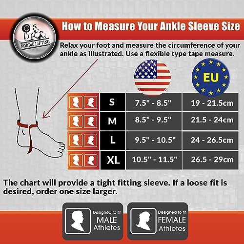 Nordic Lifting Ankle Brace Compression Sleeves (1 Pair) - Professional Support for Men Women Sprained Ankle Achilles Tendonitis Recovery & Prevention - Adjustable Fit with 1 Year Warranty Medium