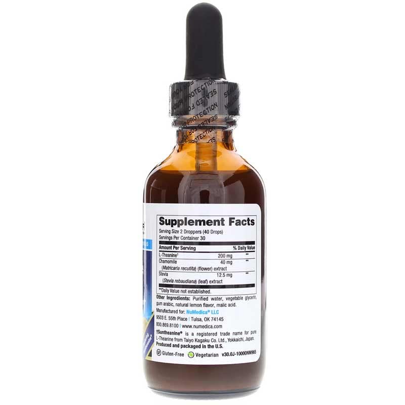 NuMedica L-Theanine Liquid (Natural Lemon Flavor) - 2 fl. oz (60 ml). includes Chamomile.