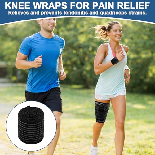 4 Pcs Calf Compression Sleeve, Adjustable Compression Wraps for Legs, Brace & Elastic Supports, Compression Bandage Wrap for Shin Splint Relief, Compression Calf Sleeves Men(Black) 4