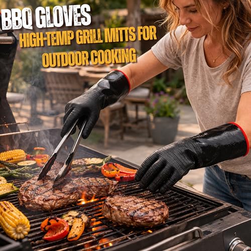 BBQ Gloves Heat Resistant for Cooking & Pitmasters, Grilling & Smoker Meat