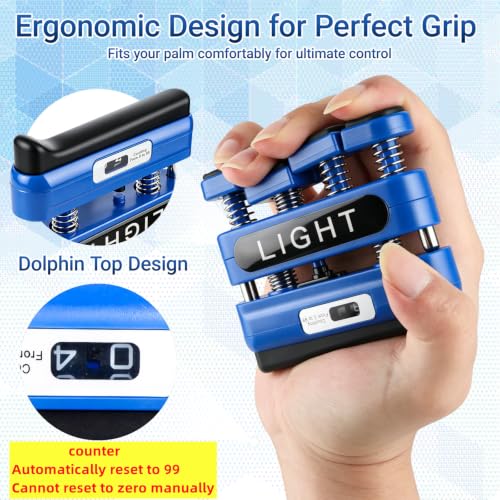 Hand Gripper with Rep Counter Ergonomic Counting Finger Exerciser 3