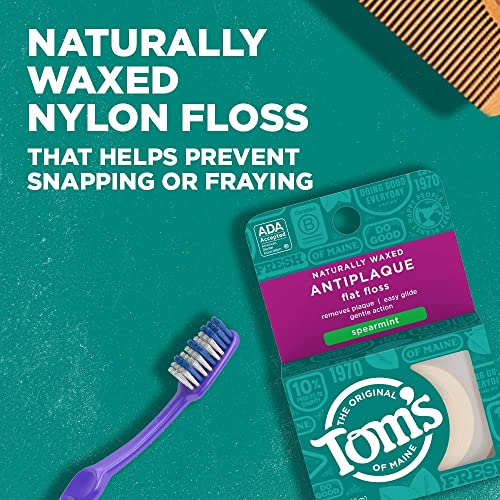 Tom's of Maine Naturally Waxed Anti-Plaque Flat Floss Spearmint 32 Yards (Pack of 5)