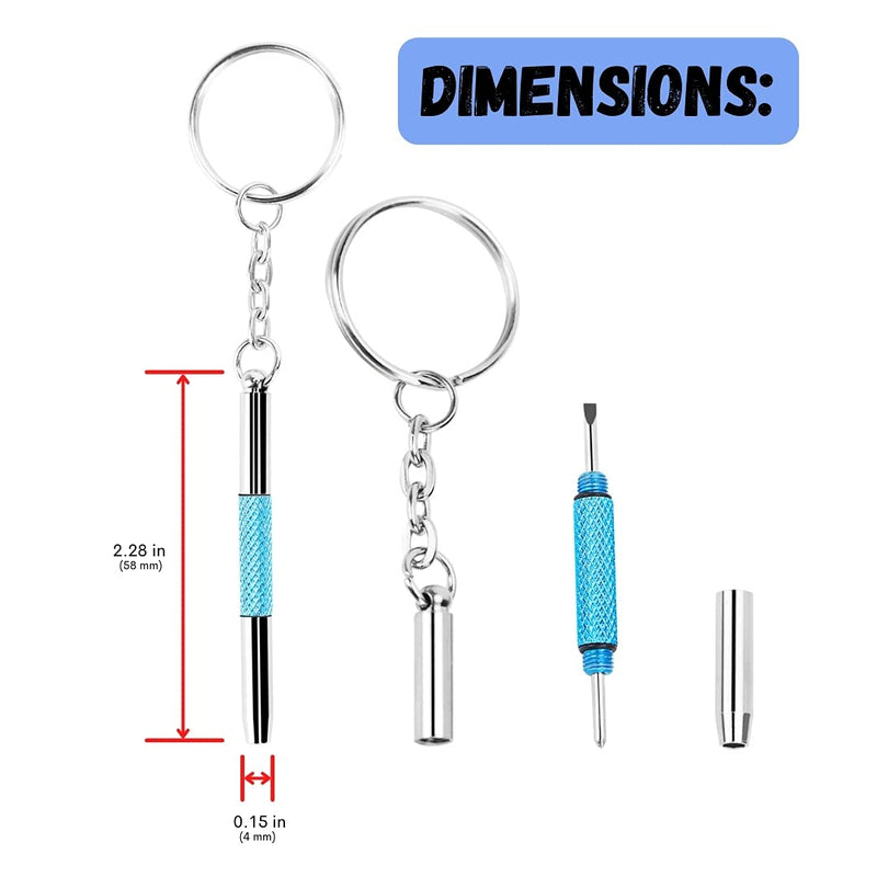 UNEAK - Eyeglass Screwdriver Repair Kit Precision 3 in 1 Mini Screwdrivers Set Keychain Glasses, Sunglasses, Sunglass, Watch, Electronics, Jewelry, Eyeglasses, Flat Head, Phillips, Hex Blue