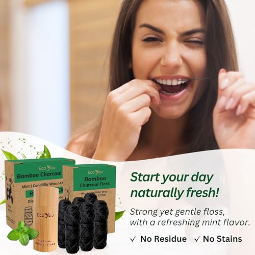 Bamboo Charcoal Dental Floss | 6 Refills + Bamboo Holder