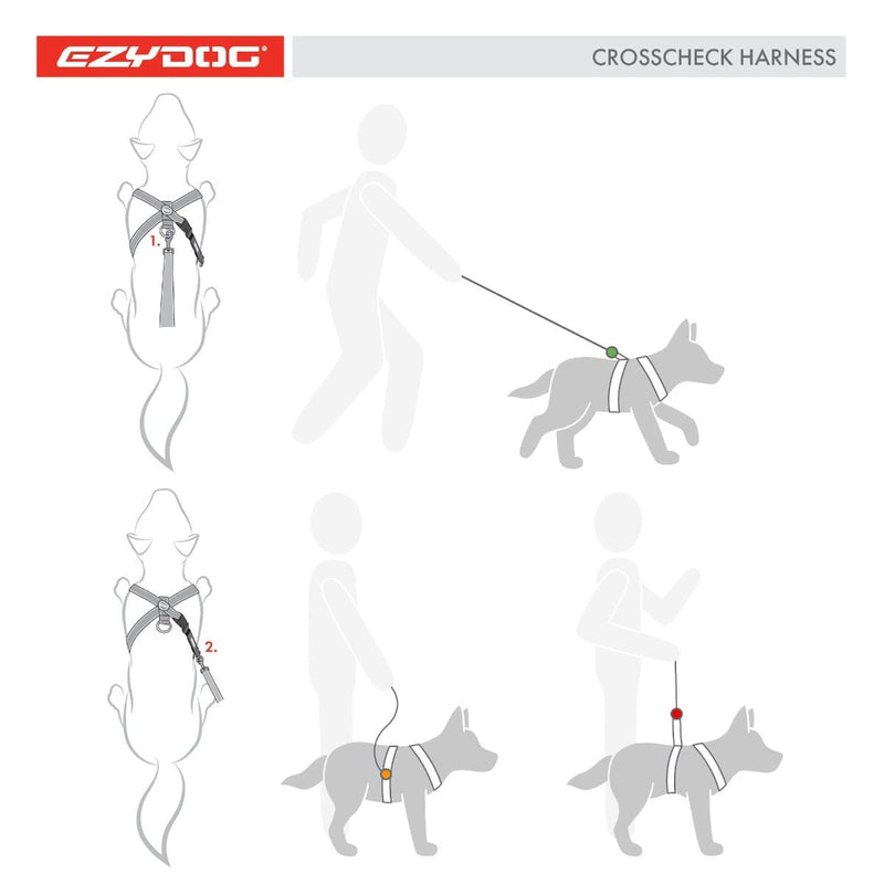 EzyDog Anti Pull Harness Dog - Crosscheck Dog Harness for Small, Medium and Large Dogs, Dog Training Accessories, Reflective, Size Adjustable (L, Green) L (58 - 80cm) - BeesActive Australia