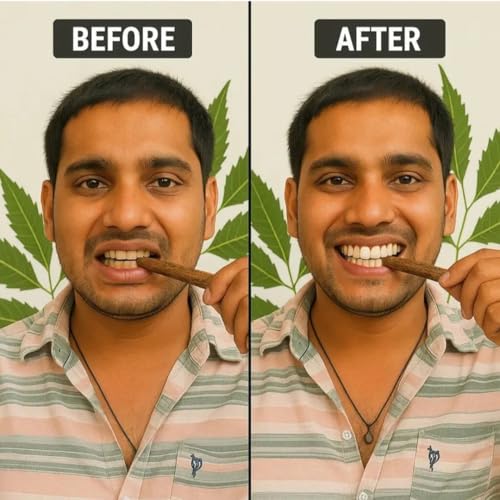 Natural Ayurvedic Half Dried Neem Datun Sticks, Natural Neem Twigs for Manual Tooth Cleaning, Wooden Chew Sticks, Traditional Brushing Alternative, 6-7 Inch, Pack of 10 + 1 Free