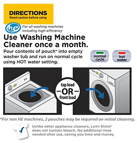Lemi Shine Washing Machine Cleaner, Restore Performance, Biodegradable Ingredients (1 Count) 1.8 Ounce (Pack of 1) - BeesActive Australia