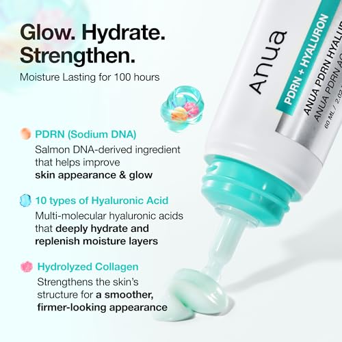 Anua PDRN Hyaluronic Acid 100 Moisturizing Cream, 2.02 fl oz | Lightweight, Non-Greasy Hydrating Face Moisturizer with Salmon DNA for Glass Skin, Korean Skincare 2.02 Fl Oz (Pack of 1)