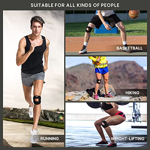 Fit Geno Patella Knee Brace for Women and Men, Patellar Tendon Support Strap with Side Stabilizers, Knee Band with Patella Gel Pads for Meniscus Tear Arthritis Pain Injury Running Large