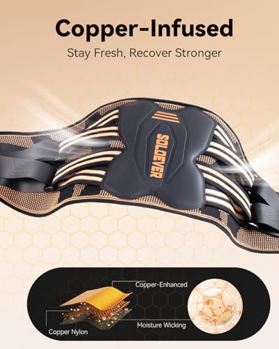 Back Brace for Lower Back Pain Relief Copper-Infused Support for Men Women L: Waist 35.4 - 40.3 (90-102CM)