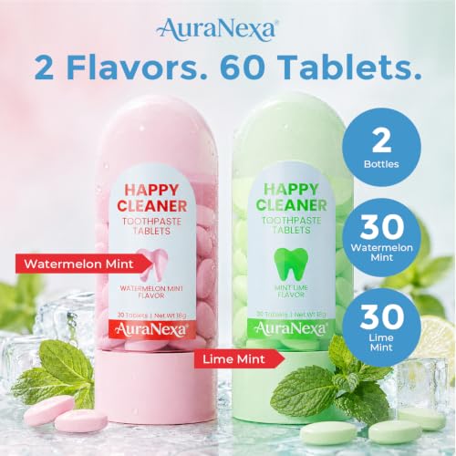 Nano Hydroxyapatite Toothpaste Tablets, Fluoride-Free, 60 Count Lime Mint + Watermelon Mint, 60 Count (2 pack)