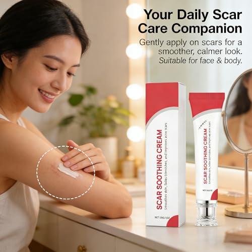 Scar Soothing Cream & Smoothing Cream for Scars - Gentle Care for Sensitive Skin, Helps Improve Appearance of Scars, Reduces Redness, Lightweight Non-Greasy Formula（2 PCS）