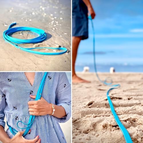 5m drag leash, dog leash, hand strap, cyan blue, extra narrow, dirt and water repellent 5m, for small dogs cyan blue - BeesActive Australia