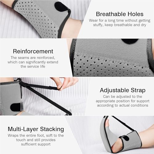 Upgraded Plantar Fasciitis Night Splint,Plantar Fasciitis Relief Grey-Black Trim One Size 1