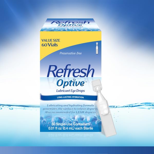 Refresh Optive Preservative-Free Artificial Tears Lubricant Eye Drops, 0.01 fl oz (0.4 mL), 60 Single-Use Containers 60 Count (Pack of 1) - BeesActive Australia