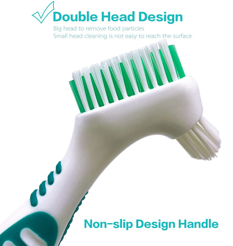 Premium Hygiene Denture Cleaning Brush Set, Multi-Layered Bristles & Ergonomic Rubber Handle, for Denture Care(Purple & Green) Purple & Green - BeesActive Australia