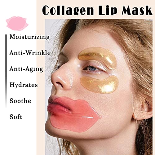 VEZE Lip Masks 20 Pcs, Mask for Dry Lip, Sheets, Collagen Skin Care, Crystal Pads Moisturizing, Anti-Wrinkle, Anti-Aging, Firms & Hydrates Lips, Sleep Pink Count (Pack of 1) Lip Masks--Pink