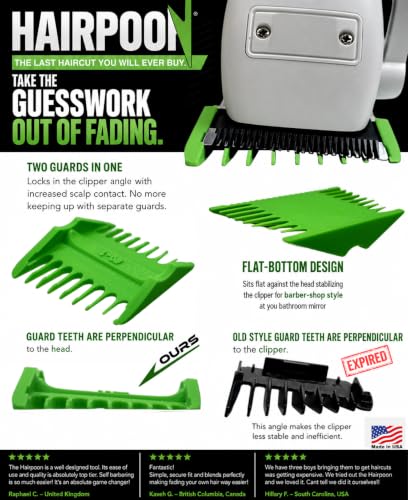 Fade Hairpoon Kit - Self-Haircut Taper Guard System with Vertical Stem Guide - DIY Barber Tool for Blending Sides and Top (#0-1 Green, Standard) #0-1 Green