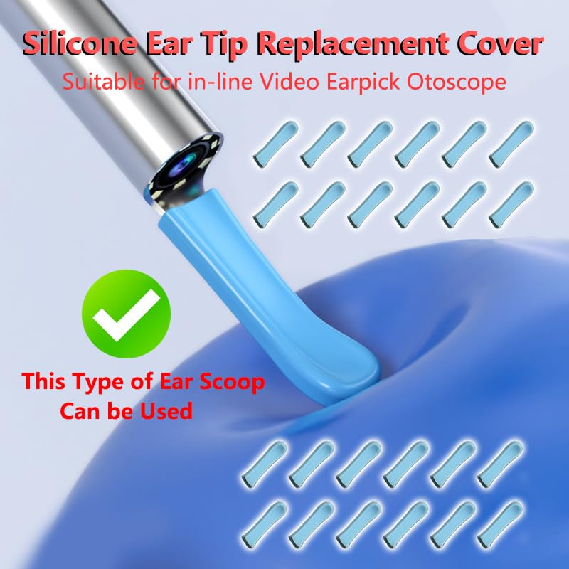 100 Pieces Ear Cleaner Tips, Ear Cleaner Replacement Tips, Ear Spoon Tips, Silicone Soft Cleaning Reuse Cap for Ear Wax Removal Tool Accessories (Blue) - BeesActive Australia