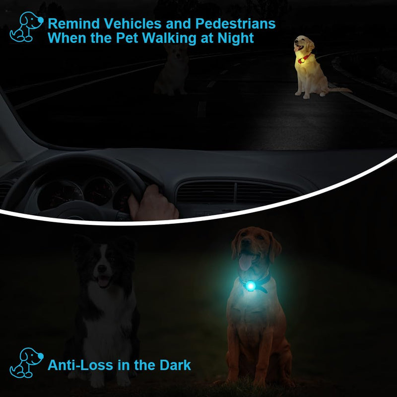 AUAUY Safety LED Flashing Light, 4 Modes Dog Light IPX68 Waterproof Pet Lights, USB Rechargeable Dogs Cats Light Pendant, Adjustable LED Light for Night Walks Running Camping Black Rechargeable - BeesActive Australia
