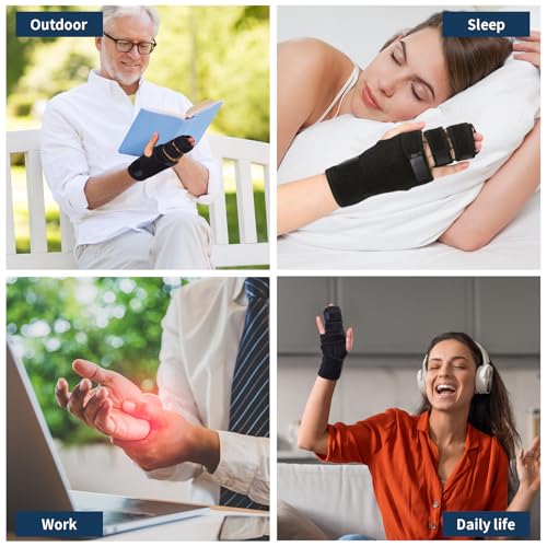 lefeke Trigger Finger Splint, 3 Fingers Brace for Index, Middle, Ring or Little Finger, Adjustable Hand Splint for Broken Fingers, Finger straightener for Arthritis Contractures(Right) Right