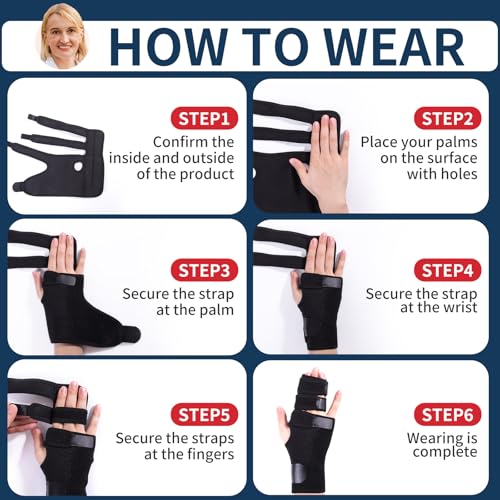 lefeke Trigger Finger Splint, 3 Fingers Brace for Index, Middle, Ring or Little Finger, Adjustable Hand Splint for Broken Fingers, Finger straightener for Arthritis Contractures(Right) Right