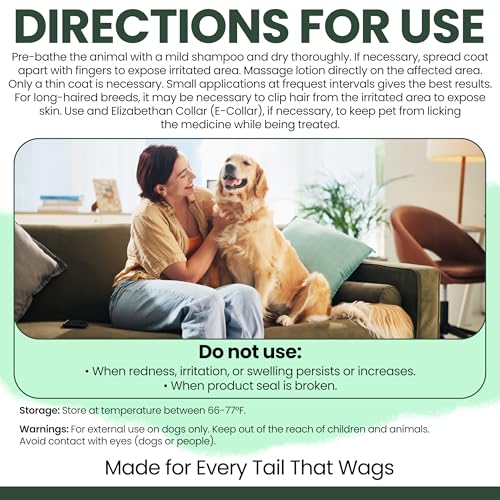 Hydrocortisone Lotion for Dogs - 4 fl oz Anti Itch Cream for Skin