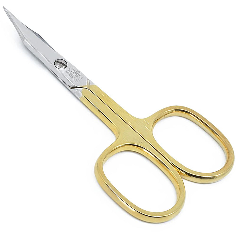 CS03 Professional Nail Cuticle Scissors, Hypoallergenic Gold Plated Sharp Curved Manicure Pedicure Grooming for Finger and Toe Nail Care. Made of Carbon Steel in Solingen, Germany Nail / Cuticle Scissor Combined - BeesActive Australia
