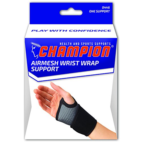 Champion Wrist Wrap Support, Universal Fit, Airmesh Fabric, Grey,