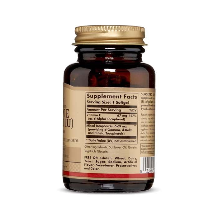 Solgar Vitamin E 67 mg (100 IU), 100 Mixed Softgels - Natural Antioxidant, Skin & Immune System Support - Naturally-Sourced Vitamin E - Gluten Free, Dairy Free - 100 Servings - BeesActive Australia
