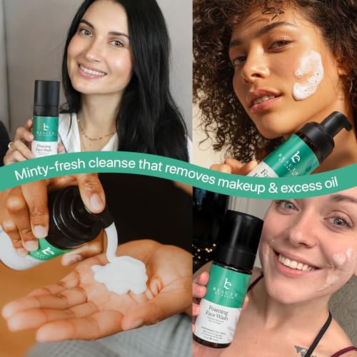 Foaming Face Wash Cleanser – USA Made with Natural & Organic Ingredients Peppermint Tea Tree 4.2 Fl Oz (Pack of 1)