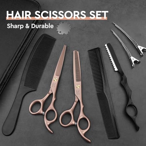 JASON Hair Cutting Scissors Set - 10-Piece Thinning Shears RoseGold 6"