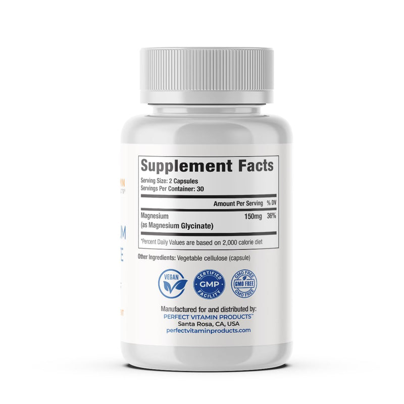 Magnesium Glycinate 150mg (60 Capsules, 2 Pack) | High Absorption Magnesium Supplement for Sleep, Stress & Muscle | Chelated, Gentle on Stomach | Vegan Capsules, Non-GMO