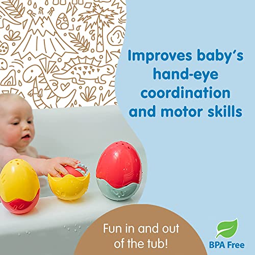 Dr. Brown's Baby and Toddler Toothbrush, Green Dinosaur 1-Pack 1-4 Years, CleanUp Float & Hatch Dino Eggs Bath Toy, 6m+, Dino-Soft Baby Bath Spout Cover, BPA Free, Certified Plastic Neutral Small