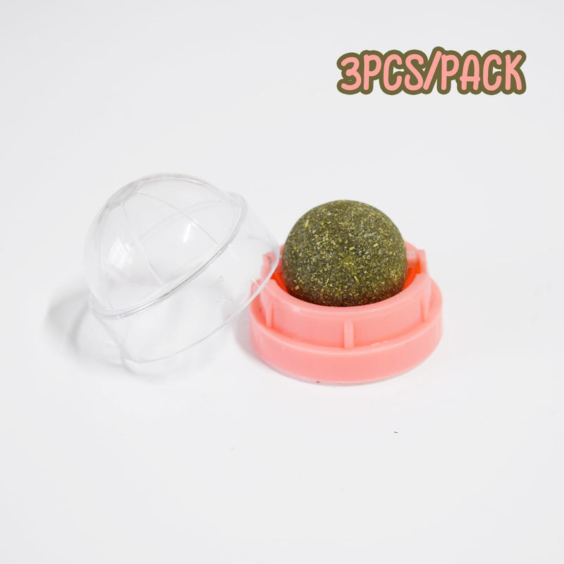 Pink Catnip Balls for Cats - 3PCS Wall Catnip Toys Edible Cat Toys for Cat Lick Safe Healthy Kitten Chew Toys Teeth Cleaning Dental Cat Toys - BeesActive Australia