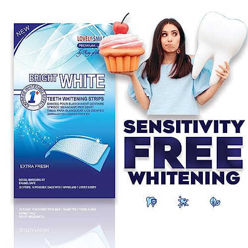 Lovely Smile Premium Line 50 Teeth Whitening Strips for 25 Applications - White Teeth in 1 Hour - Enamel Safe - No Slip and No Sensitivity - Dental Whitener Kit by Ray of Smile 50 Strips / Mint