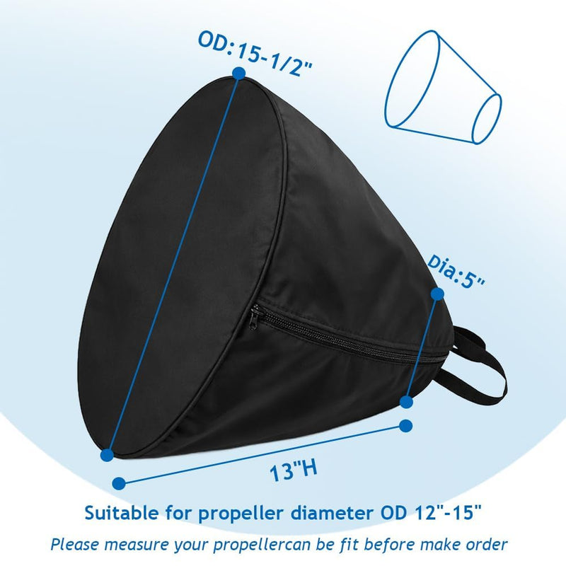 Boat Propeller Cover, Waterproof Heavy Duty 420D Marine Motor Propeller Protective Bag, 15-1/2"OD, Fits for Propeller 12"-15"OD (Black) Black - BeesActive Australia