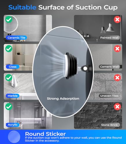 Gospire Heated Shower Mirror Fogless for Shaving with Light - Black