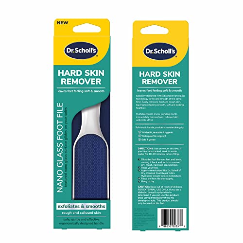 Dr. Scholl's Hard Skin Remover Nano Glass Foot File - Dead Skin & Foot Callus Remover, Long Lasting Buffer, Soft Smooth Feet